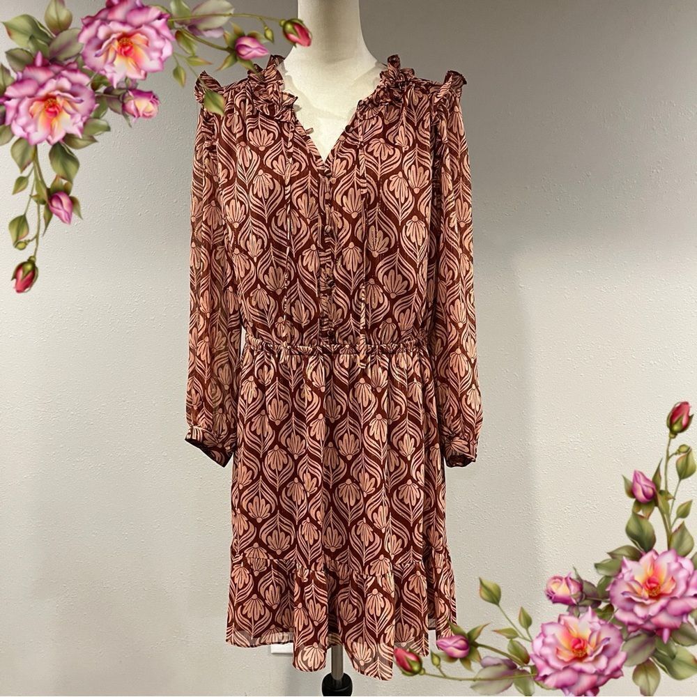 LC Lauren Conrad Floral Patterned knee length long sleeve Dress